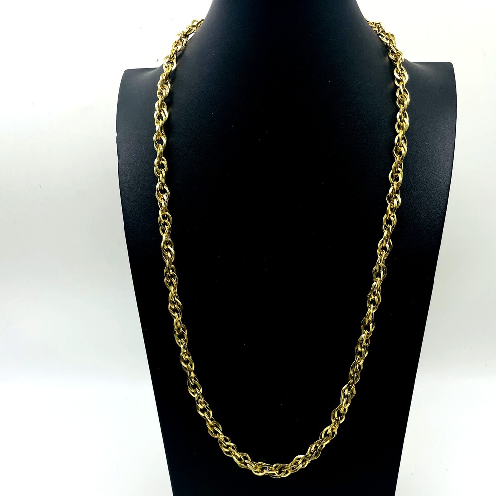 Vintage Gold Tone Textured Link Chain Necklace Chunky Statement Costume Jewelry